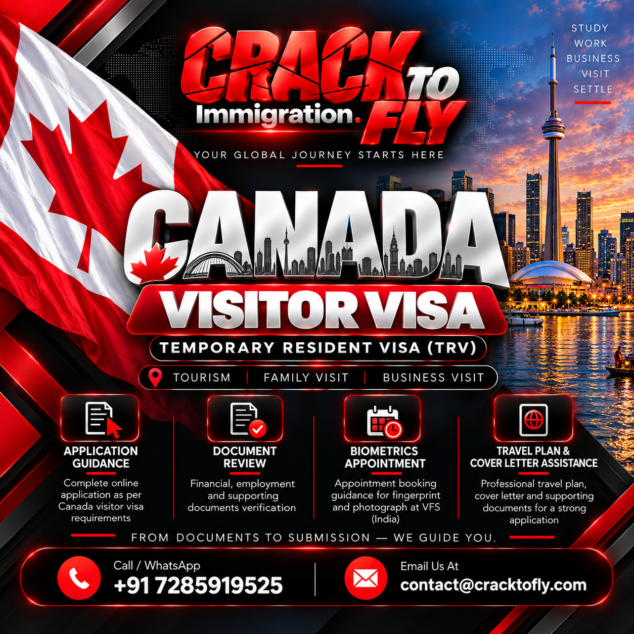 Canada — TEMPORARY RESIDENT VISA — Crack To Fly catalogue artwork