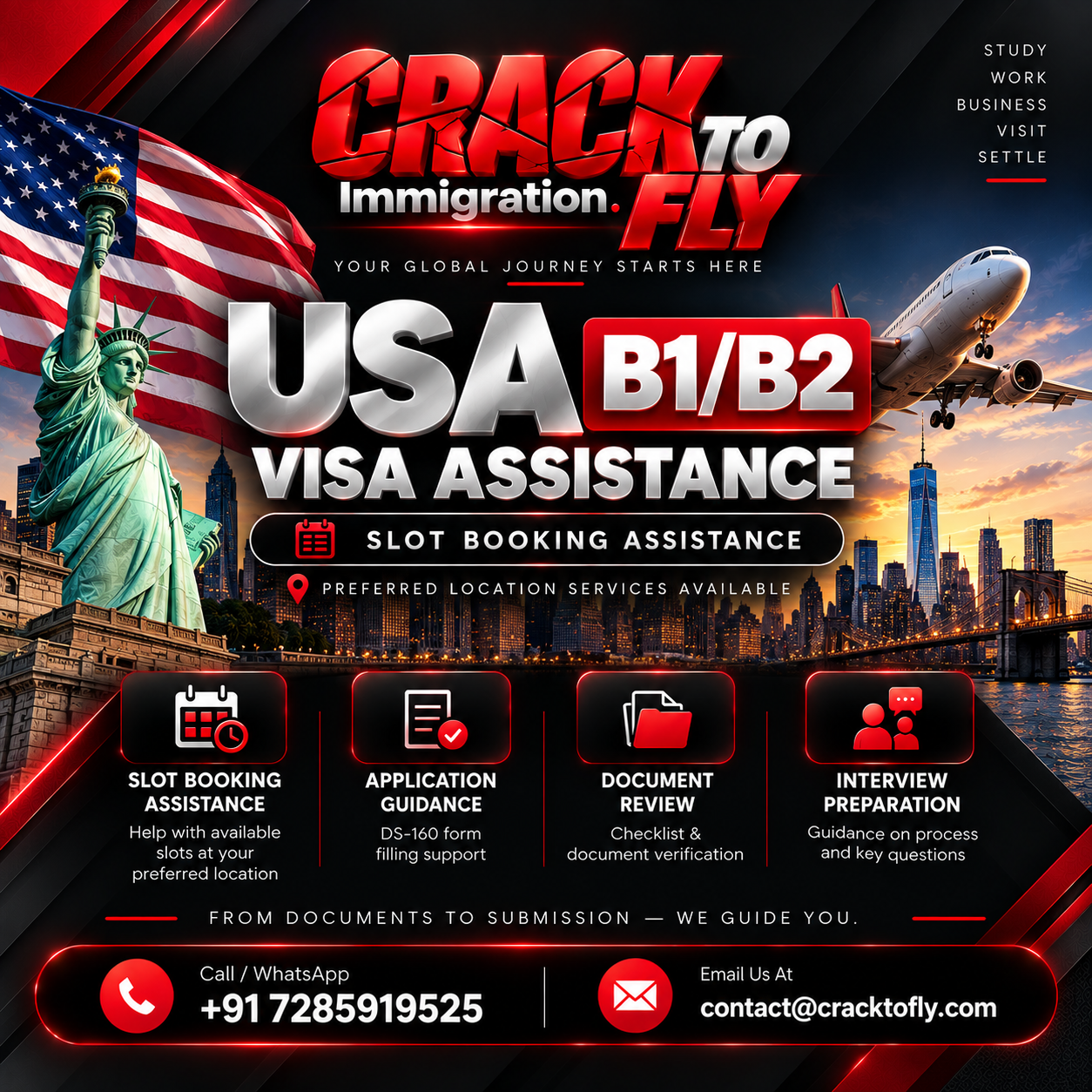 United States — B1 / B2 VISITOR VISA — Crack To Fly catalogue artwork